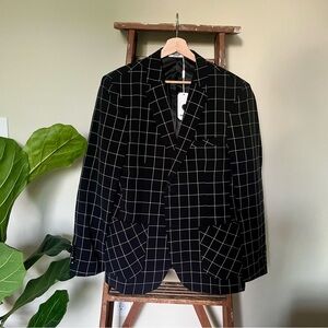 Elegant Black Grid Men's Blazer